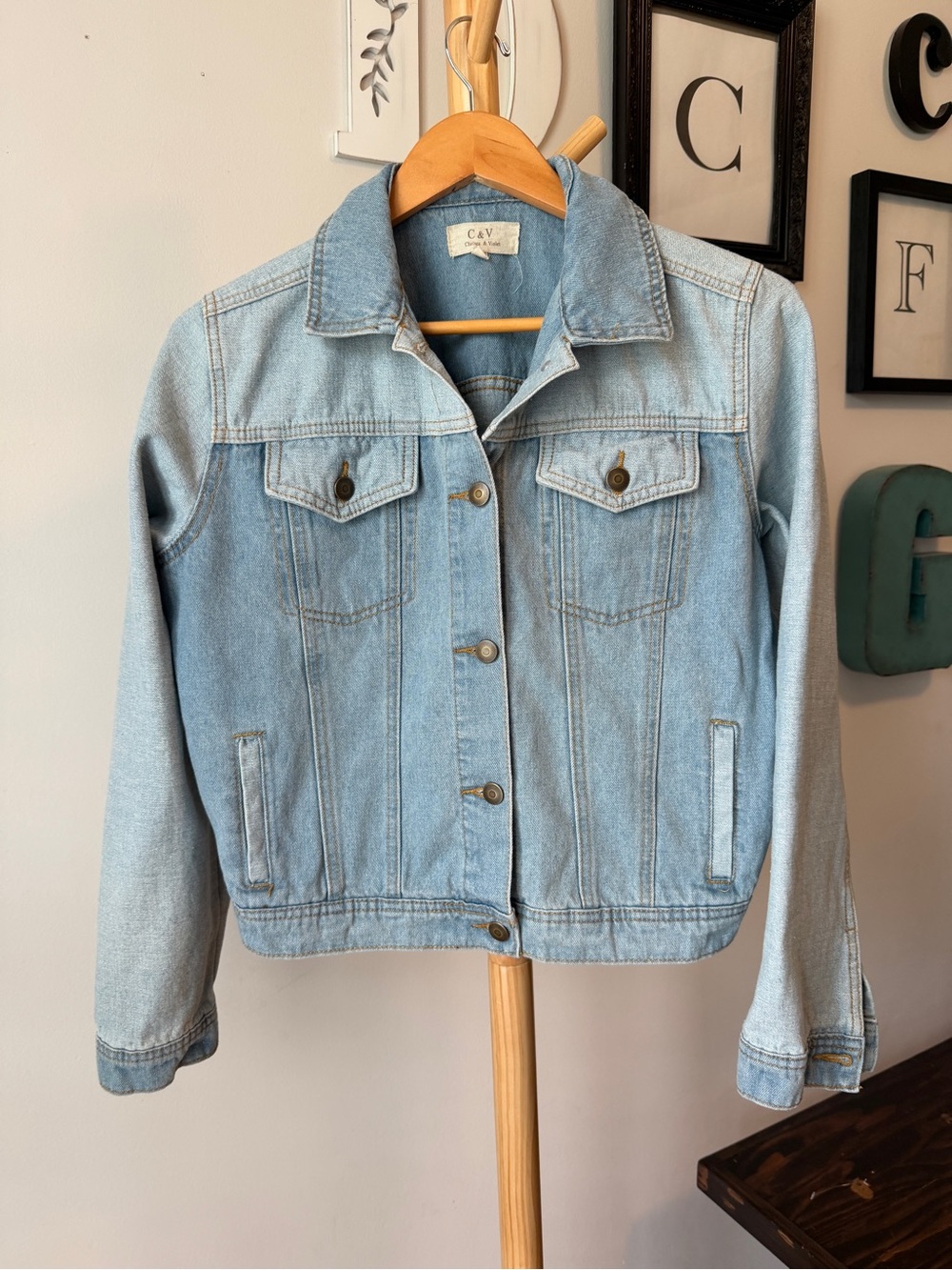 Chelsea & Violet Patchwork Denim Jean Jacket Women’s Size Large Button Front